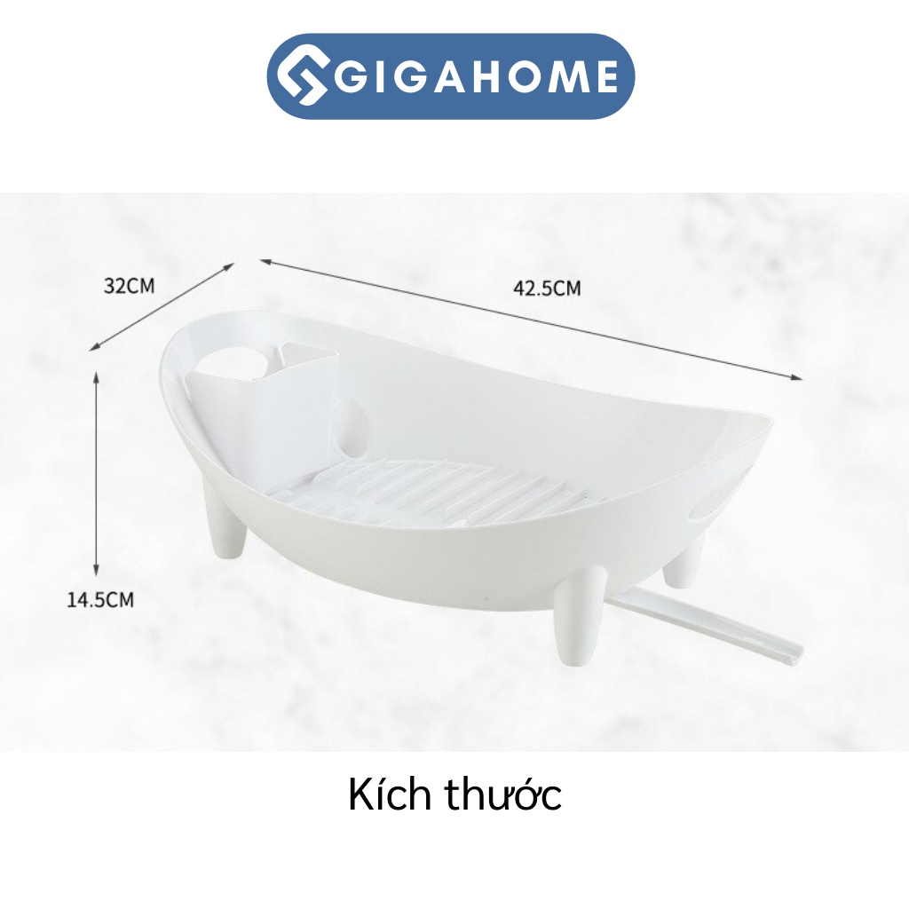 Khay/Kệ/Rổ Úp Chén Bát, Ống Đựng Đũa Có Ống Thoát Nước GIGAHOME Hình Thuyền 10167