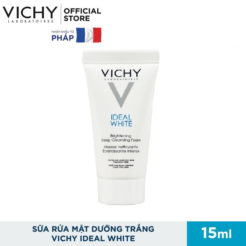 [CHÍNH HÃNG] Sữa rửa mặt tạo bọt dưỡng trắng da Vichy Ideal White Brightening Deep Cleansing Foam 15ML