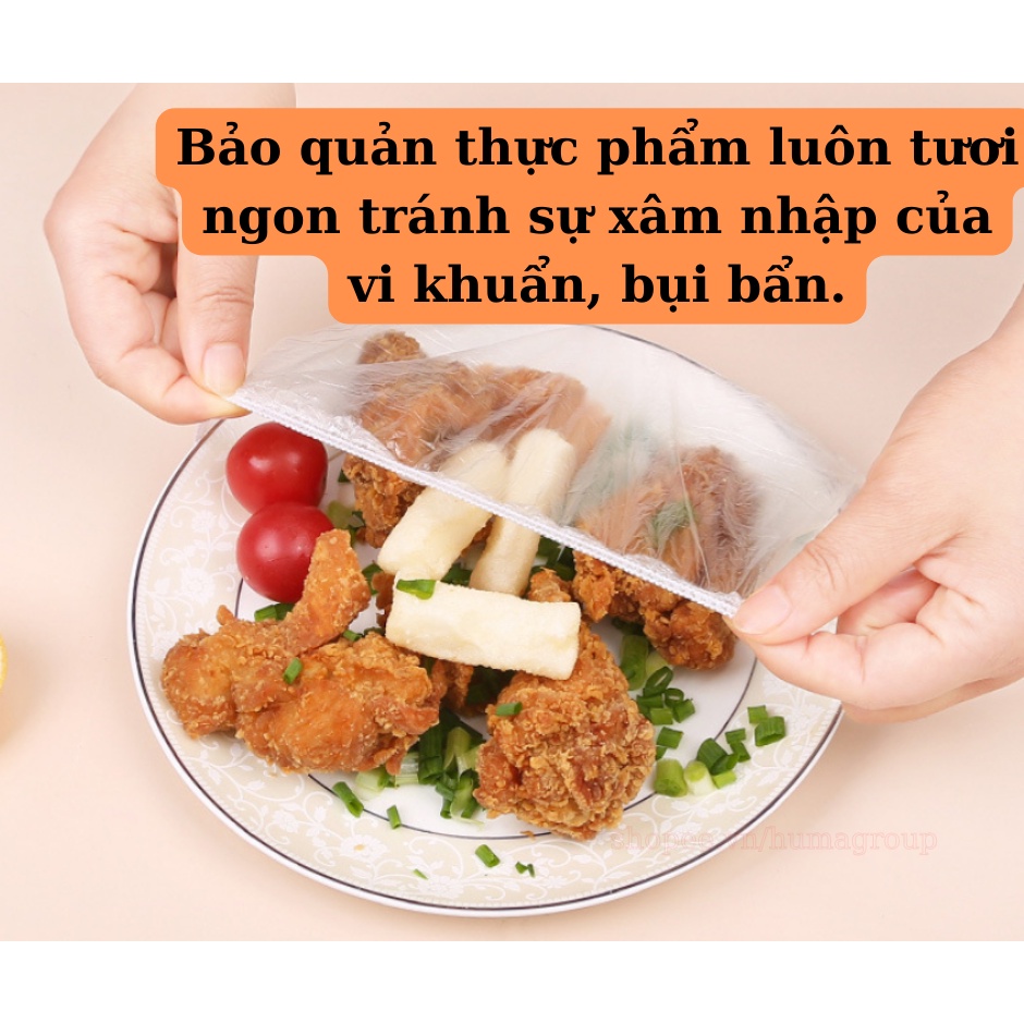 Màng Bọc Thực Phẩm PE Co Giãn Bo Chun Siêu Dai Che Chắn Bụi Đa Năng 100 túi