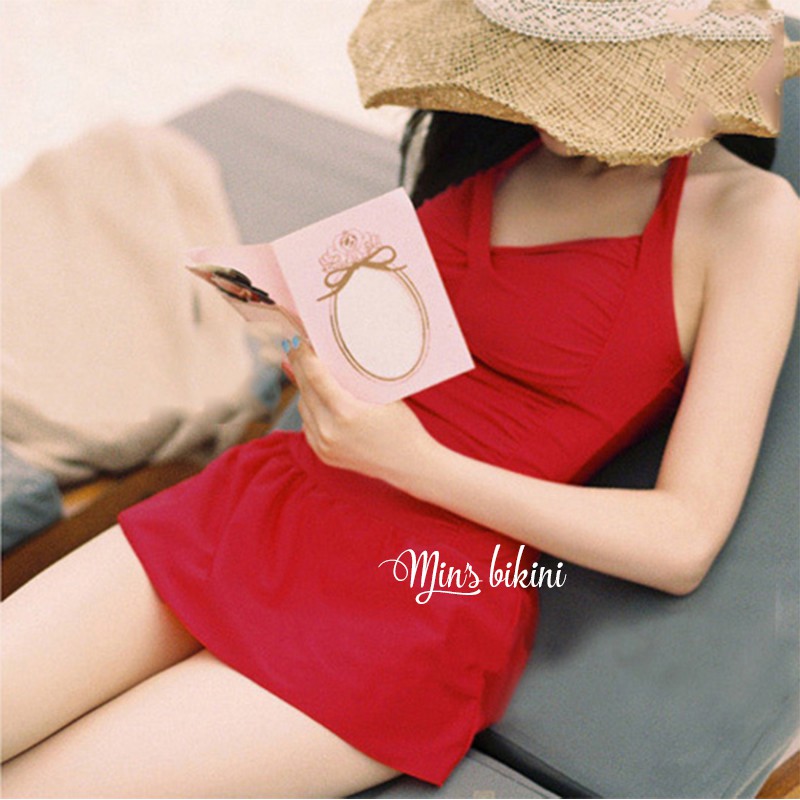 B61 Đồ Bơi Đi Tắm Biển Nữ Mùa Hè Bikini 1 Mảnh Liền Thân Dáng Váy Xòe Có Đệm Ngực Cao Cấp 2019