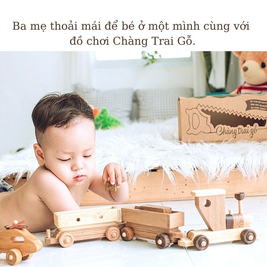 Đoàn tàu gỗ, đồ chơi Chàng Trai Gỗ, Chất liệu an toàn cho bé.