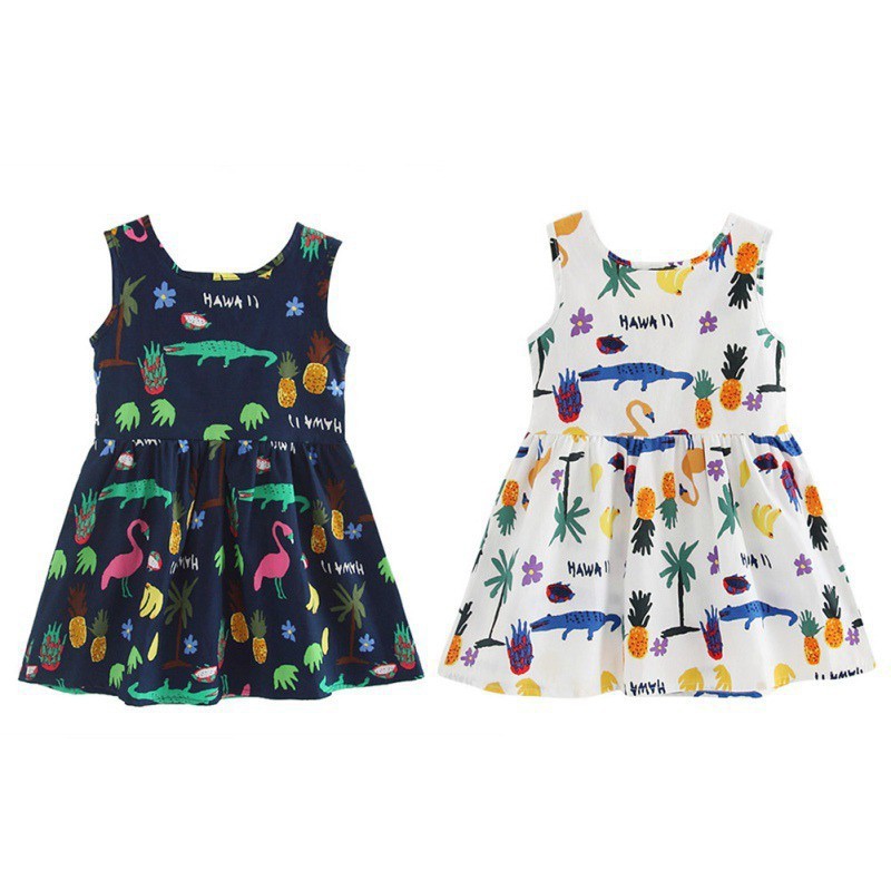 Đầm không tay cổ tròn họa tiết đa dạng phong cách dễ thương cho bé