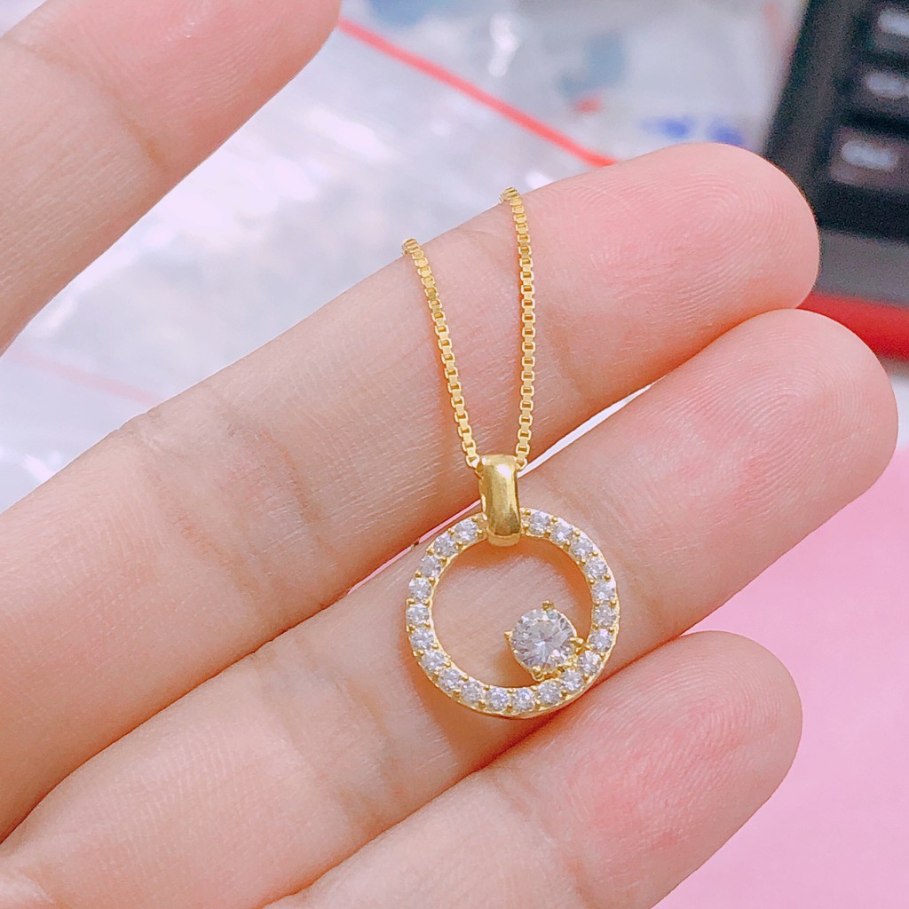 Dây chuyền nữ bạc đẹp mặt hình tròn gắn đá xinh xắn - Bạc Bibi