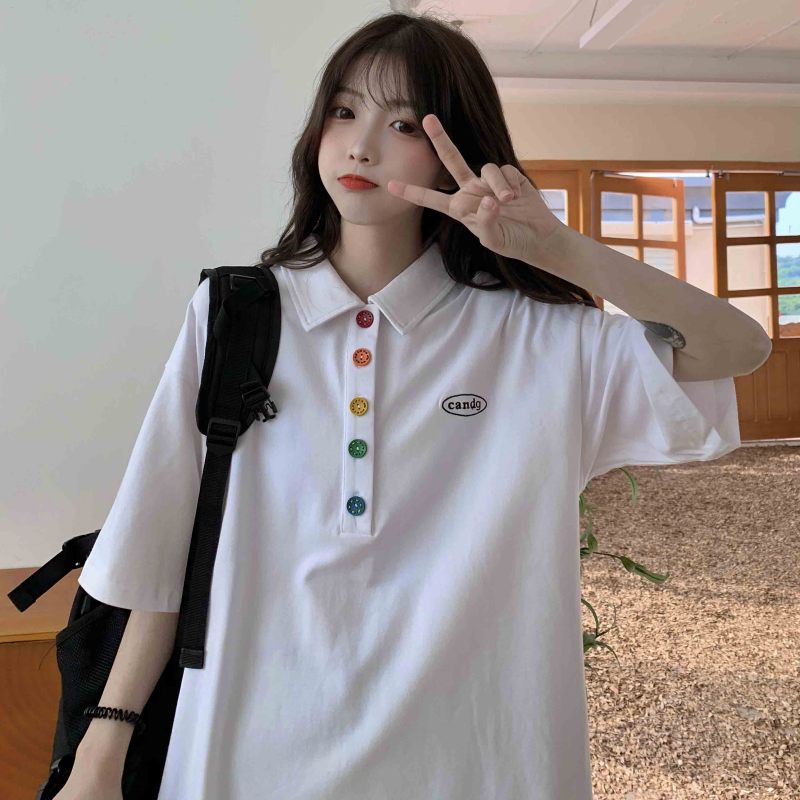 Áo Thun Polo Ngắn Tay Form Rộng Trẻ Trung Thời Trang Dành Cho Nữ | BigBuy360 - bigbuy360.vn