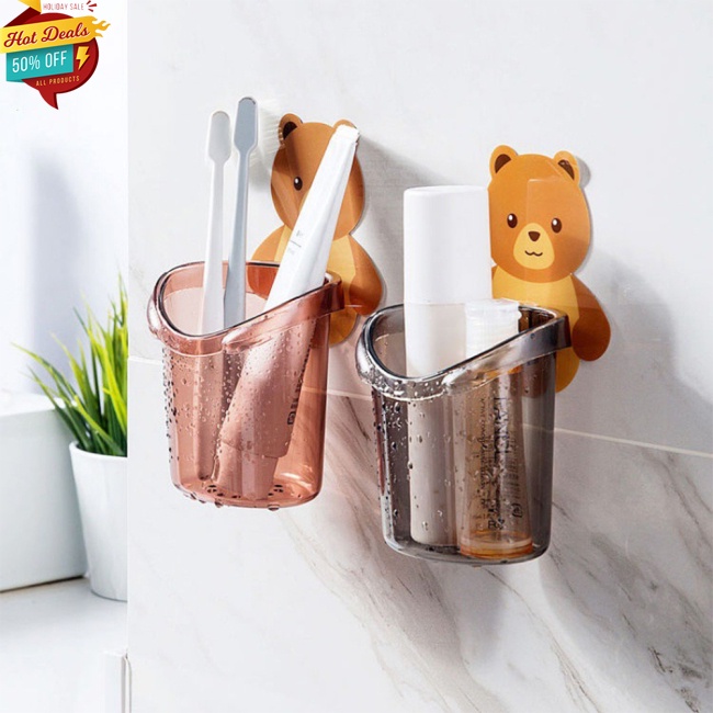Giá đỡ cốc/bàn chải đánh răng gắn tường hình gấu dễ thương