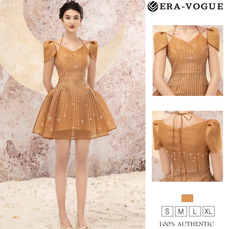 Eravogue🌷 thời trang nữ Đầm Vàng Quyến Rũ Thời Trang Hàn Quố đầm body đi tiệc cưới Y1008
