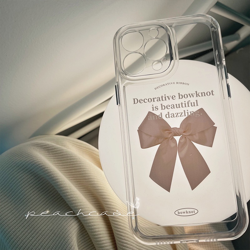 Ốp Điện Thoại Trong Suốt Chống Sốc Họa Tiết Thắt Nơ Cho iPhone 11 12 13 Pro MAX X XS MAX XR 7+ 8+ 7 8 Plus