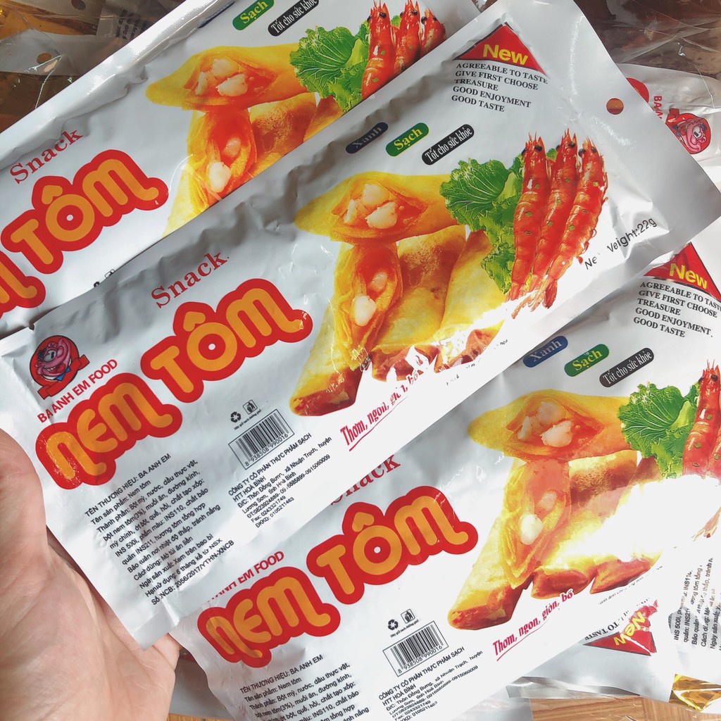 Bịch 30 Gói Nem Tôm Snack Nem Tôm Đồ Ăn Vặt Trẻ Em