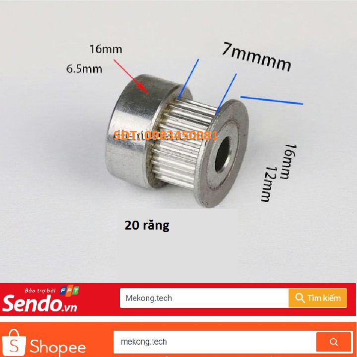 Puli GT2 trục 5mm 20 răng