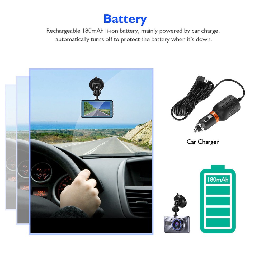 Camera Hành Trình Xe Hơi 4 Inch Hd 1080p Ống Kính Kép Quay 170 Đêm | BigBuy360 - bigbuy360.vn