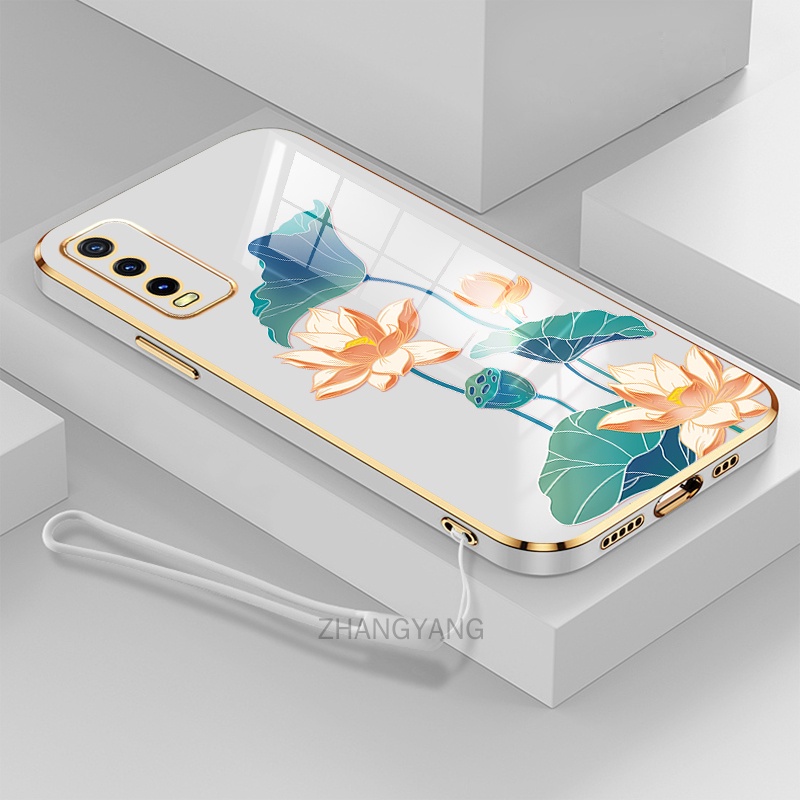 ốp lưng vivo y20i y20 y12s y12a y20s ốp điện thoại vivo y20i y20 y12s y12a y20s Ốp Điện Thoại TPU Dẻo Mạ Màu Họa Tiết Hoa Sen Sang Trọng