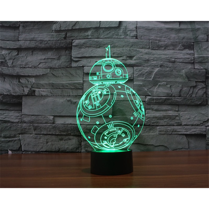 Đèn ngủ 3D bóng LED đổi màu tạo hình Robot BB-8 Star Wars