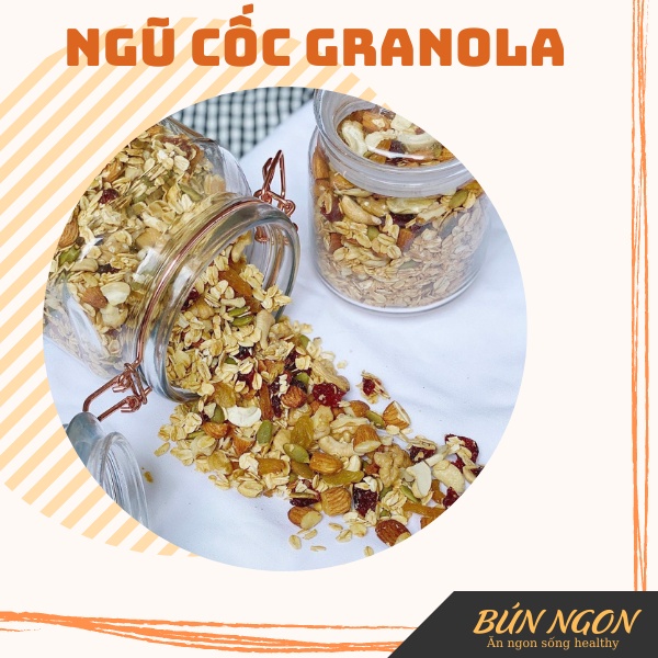 Granola siêu Hạt & Quả Ngũ cốc giảm cân ăn kiêng mix 12 loại hạt dinh dưỡng, trái cây sấy khô nhập khẩu 500g