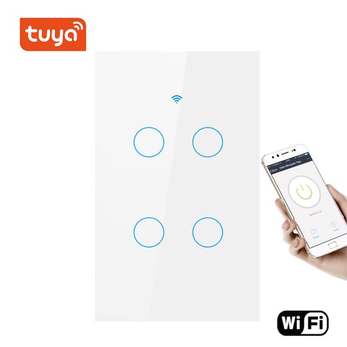 CÔNG TẮC THÔNG MINH WIFI TUYA,CÔNG TẮC TUYA 4 NÚT CHỮ NHẬT CẢM ỨNG