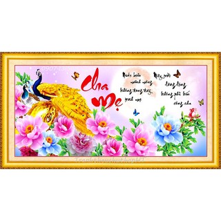 Tranh đính đá cha mẹ 110*52cm VS365 - tự đính