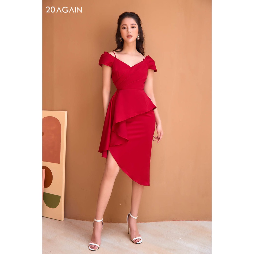Đầm ôm dây trễ vai vạt chồng đi tiệc thanh lịch, tôn dáng 20AGAIN DOA1159 | BigBuy360 - bigbuy360.vn