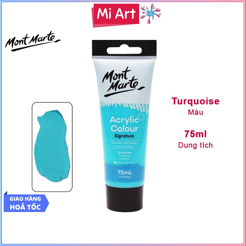 Màu Acrylic Mont Marte 75ml - Turquoise - Acrylic Colour Paint Signature 75ml (2.54oz) - MSCH7522