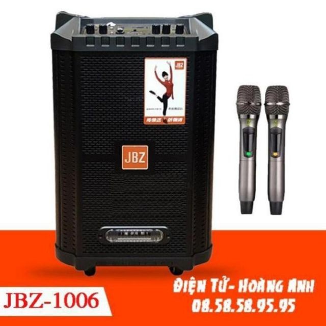 Loa kéo karaoke JBZ-NE-1006 / 0806 / 1206 (Loa 1006 Bass 25cm công suất 140w max 350w) tặng 2 Micro UHF- Kim loại