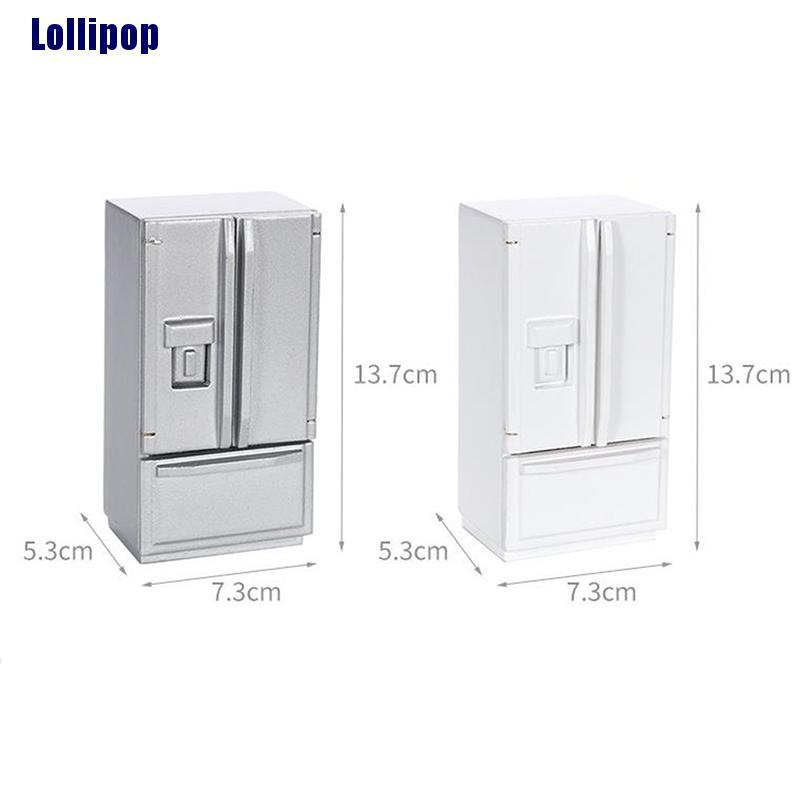 Tủ Lạnh Gỗ Mini Tỉ Lệ 1 / 12 Trang Trí Nhà Búp Bê