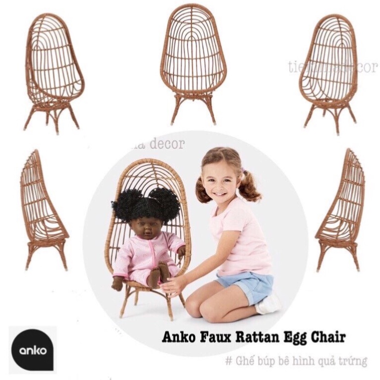 Ghế mây cho bé, đồ chơi búp bê BJD H55xW30xD22cm hàng xuất khẩu Úc