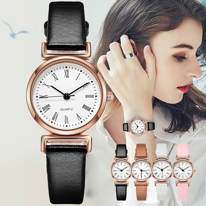 Đồng hồ nữ dây da mặt tròn nhỏ chính hãng cao cấp giá rẻ đeo tay D-ZINER ND06 - LINDO