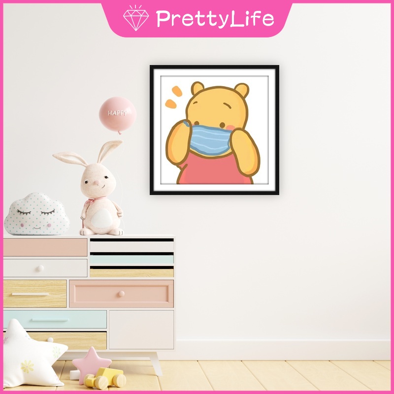 Bộ 1 Tranh Đính Đá 5D Tự Làm Hình Gấu Pooh Kích Thước 30 X 30Cm Trang Trí Nhà Cửa