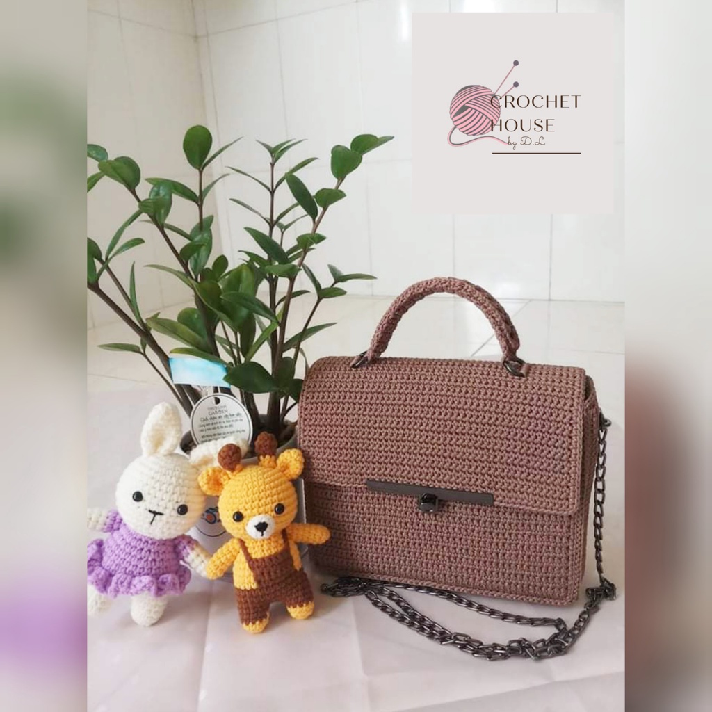 Túi xách cầm tay handmade, túi hình hộp có quai đeo chéo