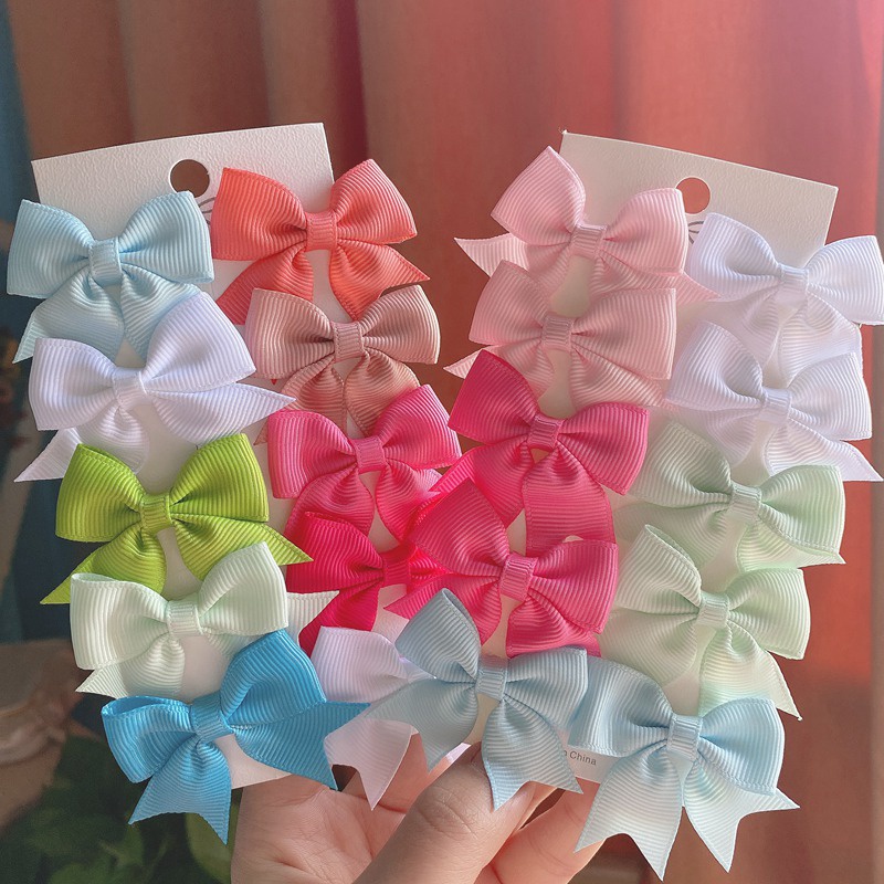 Set 10 kẹp tóc KIDSBOWS đính nơ ruy băng dễ thương cho bé gái