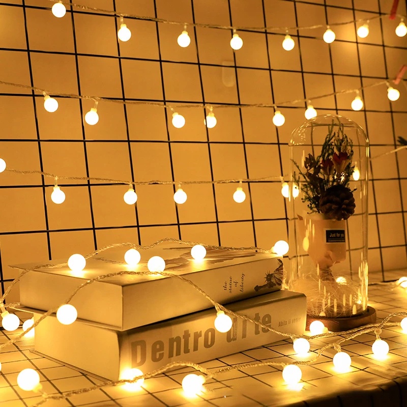 1.5/3/4/5m LED Round Ball String Lights/ Battery Operated Outdoor Fairy Lights For Christmas New Year Wedding Decoration