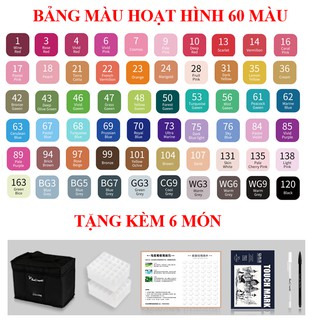 Bộ màu vẽ 60 màu touchmark tặng kèm bút line trắng và đen