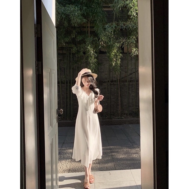 (Có BigSize) Đầm Váy Maxi Bèo Cổ Tay Dài