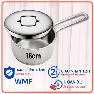 Quánh có vung WMF đường kính 16cm, tay cầm cách nhiệt. Chất liệu Cromargan không gỉ.