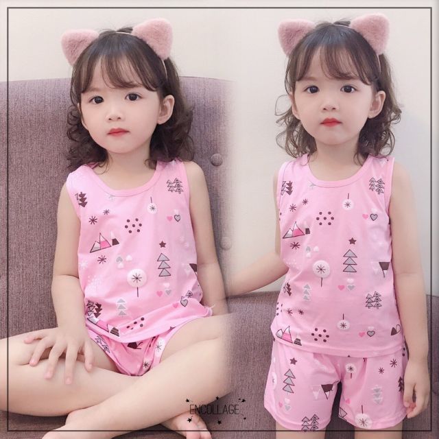 Bộ Ba Lỗ Cotton hoạ tiết cho bé gái (6-28kg)