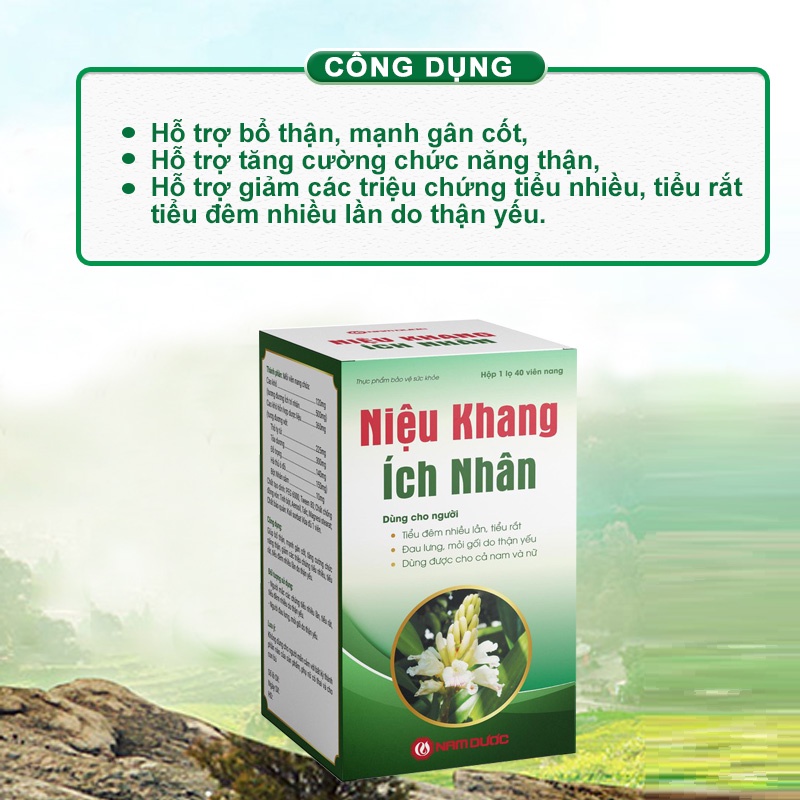 Niệu Khang Ích Nhân bổ thận, giảm triệu chứng tiểu nhiều, tiểu rát do thận yếu lọ 40 viên NKI