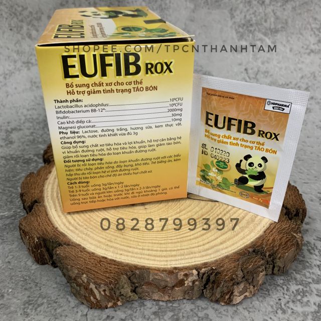 Gói men vi sinh EUFIB ROX bổ sung chất xơ cho cơ thể, giảm tình trạng táo bón - Hộp 20 gói x 3g