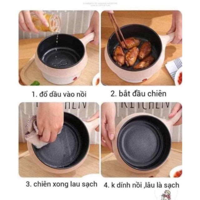 Nồi Lẩu Mini Đa Năng Có Tay Cầm Tặng Kèm Xửng Hấp, Hàng Đẹp