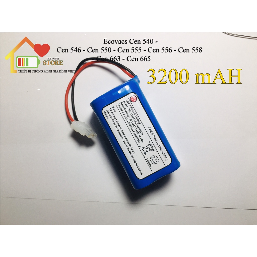 ( BẢO HÀNH 9 THÁNG )PIN ROBOT HÚT BỤI CHÍNH HÃNG ECOVACS CEN 540, CEN 546, CEN 550, CEN 558, CEN 660 ( DL CAO 3200 mAH)