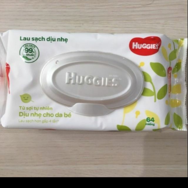 Khăn ướt không mùi huggies bịch 64 miếng