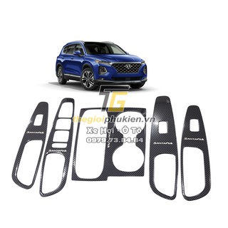 Ốp nội thất vân Carbon Hyundai Santafe 2019-2020