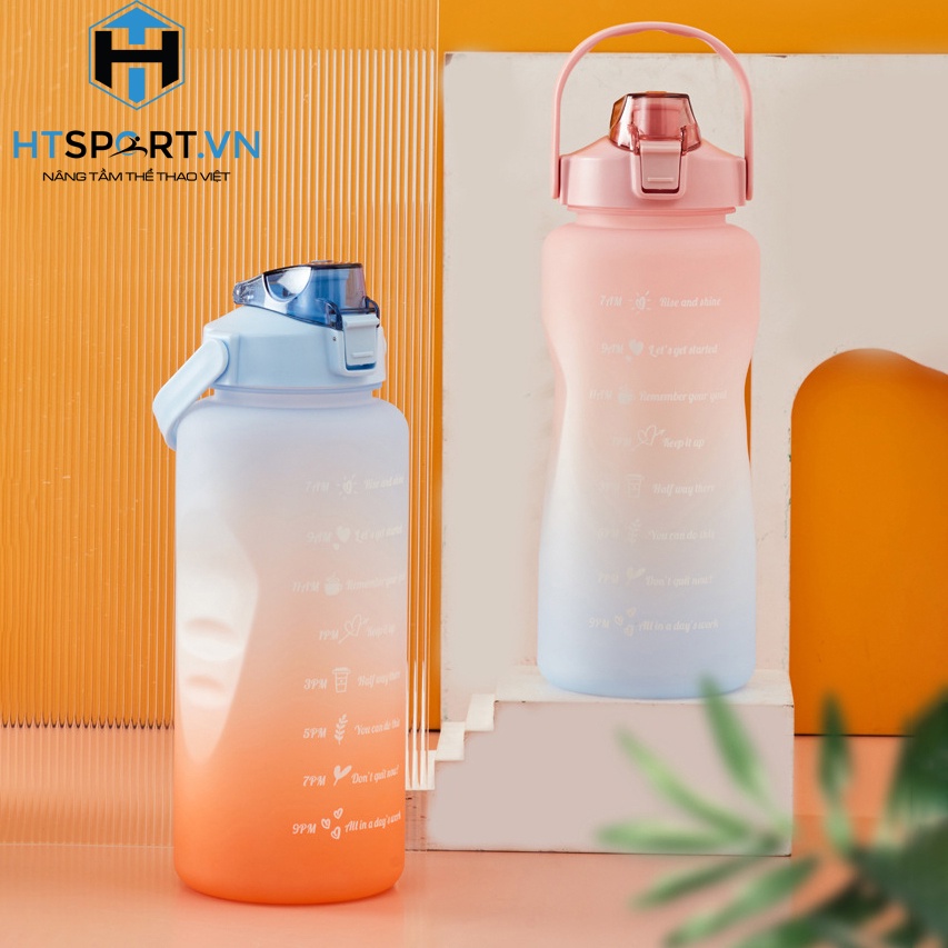 Bình Nước 2 Lít, Bình Đựng Nước Tập Gym Thể Thao Nhựa 2 Lít Chia Vạch Báo Giờ Uống Nước Có Vòi Dễ Thương Cao Cấp
