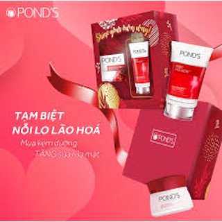 Tặng sữa rửa mặt 50g - Kem chống lão hoá Ponds - bộ hộp quà