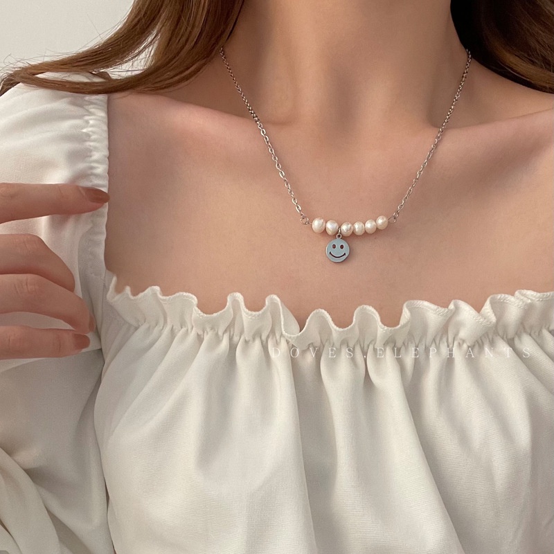 Dây chuyền mặt cười ngọc trai nhân tạo mùa hè nữ