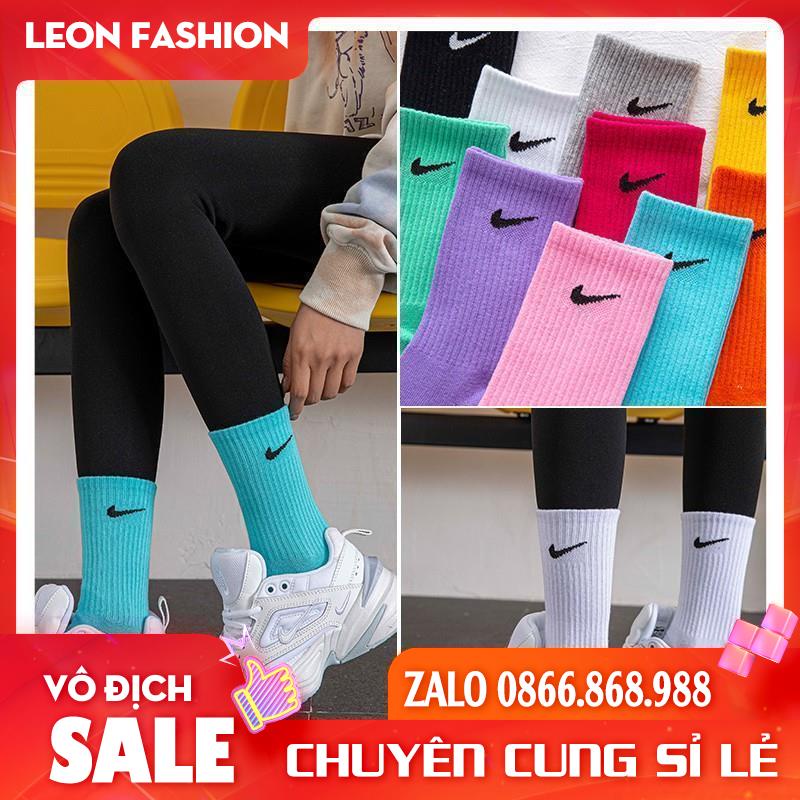 Tất Vớ Cổ Cao NIKE MÀU thể thao dệt kim cao cấp 95% Coton hạn chế mùi hôi và thông thoáng dành cho cả nam và nữ