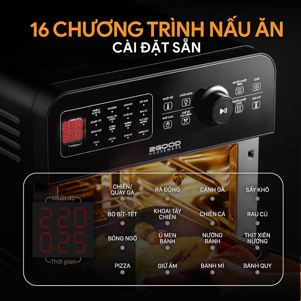 Nồi chiên không dầu 14,5 lít 2GOOD Vortex S20 - Hàng chính hãng