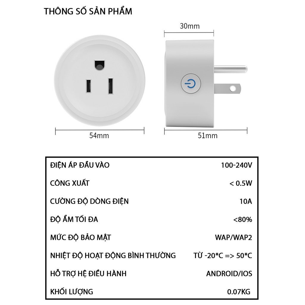 SMART PLUG - Ổ cắm thông minh kết nối app qua 3G/4G/WIFI - Điều khiển bật tắt - Hẹn giờ cho thiết bị điện