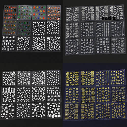 Set 12 Tấm Hình Dán 3D Chủ Đề Giáng Sinh Dùng Để Trang Trí Móng Nghệ Thuật DIY