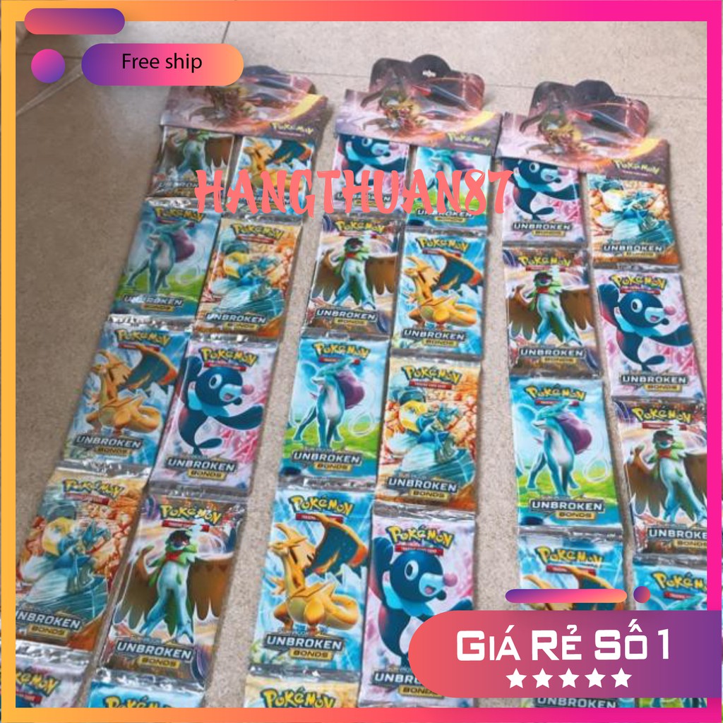 Thẻ bài Pokemon dây ( giá 1dây 12 gói)