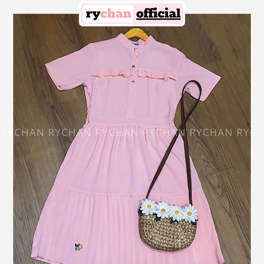 [ẢNH THẬT CUỐI] DX575 - Đầm Xòe Phối Dập Ly Nút Trước Nhiều Màu