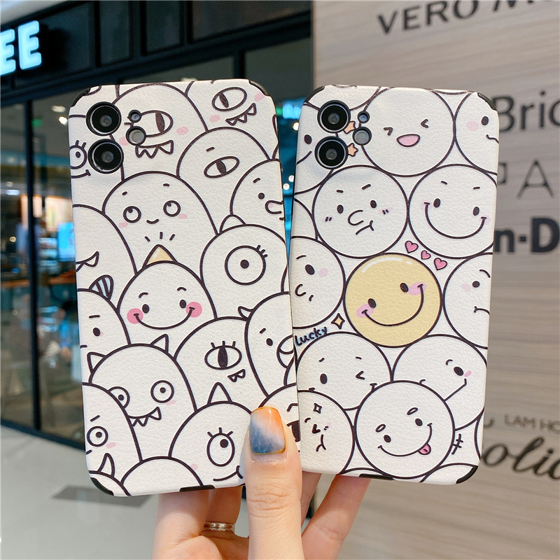 Ốp điện thoại da silicon mềm họa tiết mặt cười cho iPhone 12 Pro Max ip11 X XR 7 8 Plus Xs Max | BigBuy360 - bigbuy360.vn