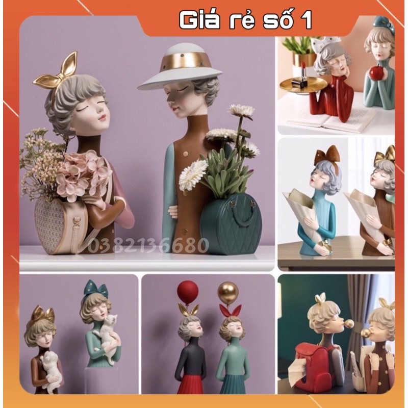 Cô gái cắm hoa🌸Bình hoa cô gái🌸lọ hoa